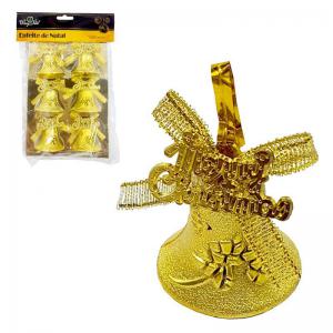 Enfeite Natal Sino Dourado com 6 Peças - Fartex