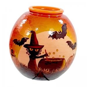 Enfeite Vaso Plástico Bruxinha Halloween 9Cm - Injetemp