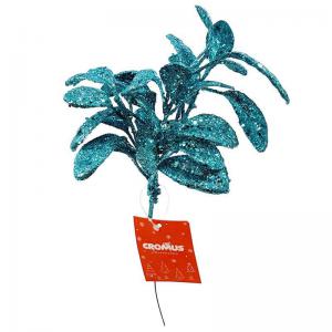 Enfeite Natal Galho Azul Claro com Glitter 25Cm - Cromus