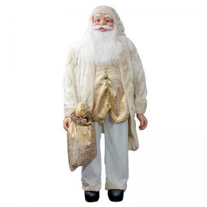 Papai Noel em Pé Roupa Bege com Saco de Presente 150Cm - Merita
