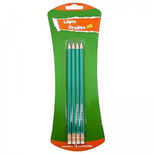 Kit Lápis Preto Hb Leonora 4 Peças Escolar
