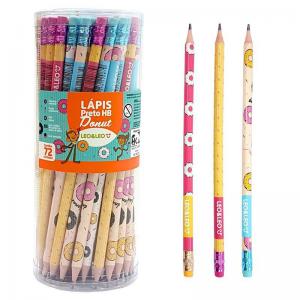Lapis Preto Hb Donut Leo Leo Redondo com Borracha Pote com 72 - Leonora