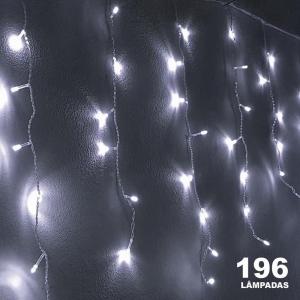 Pisca Cascata Led Branco 196 Lamp.fixo e Seq.127V/4Mt-M/F - Centro Oes