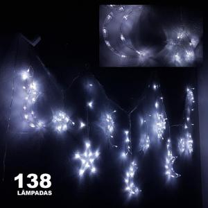 Pisca Cascata Led Branco Frio 138 Lampadas com Lua e Estrela 127V/3,5Mt com Controle -  C.o