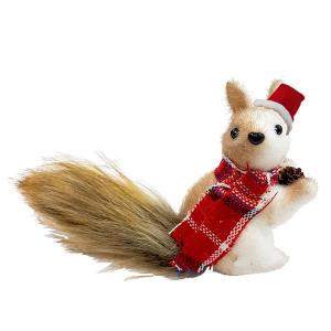 Enfeite Natal Esquilo com Cachecol e Pinha 6X10,5X12Cm