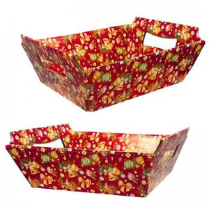 Cesta Papelão Estampa Natalina Marrom C/ Alca 22X29X10 Grande