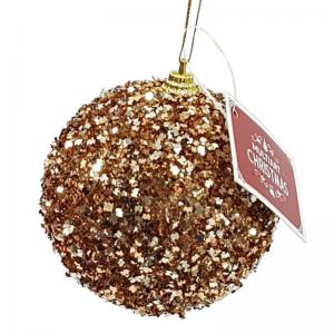 Bola Natal 60Mm Decorada Rose - Multiart