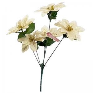 Enfeite Natal Buque Bico de Papagaio Champagne com 5 Galhos 31Cm - Multiart
