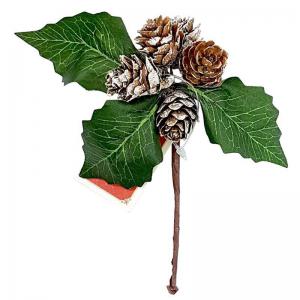 Enfeite Natal Pick com Pinha Nevada 12 Cm - Multiart