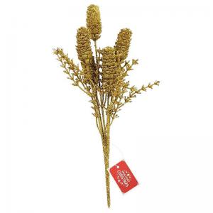Haste Flor Natal com Glitter Dourado 31,5Cm - Multiart