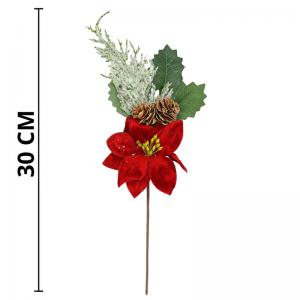Enfeite Natal Haste C/Bico de Papagaio e Frutas 30Cm - Multiart