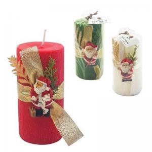 Vela Natal Papai Noel Decorada Vermelha 10Cm Decoração Festiva Exclusiva
