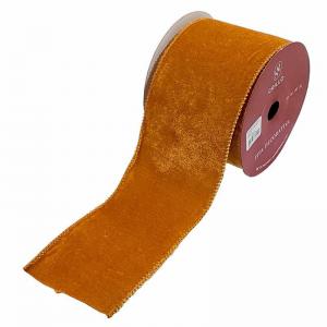 Fita Decorativa Aramada Polieter Aveludado Dourado 10Cmx9,14Mt
