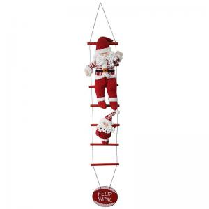 Papai Noel na Escada com Placa Feliz Natal com 2 Noel 100Cm - Fartex