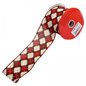 Fita Decorativa Aramada Natal Xadrez 9,14M X 6,3 Cm