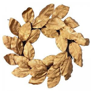 Guirlanda de Natal C/ Folhas Douradas 50Cm