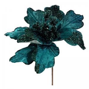 Pick Bico de Papagaio Veludo Verde Petróleo 23Cm - Decoromax