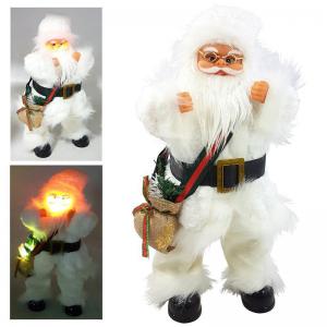 Enfeite Natal Papai Noel Musical com Movimento Branco 48Cm - Iracema