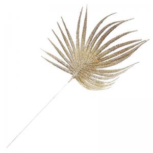 Enfeite Natal Folha com Glitter Champagne - Bela Flor