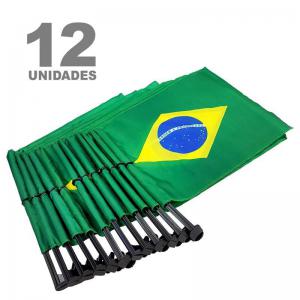 Bandeira Brasil Tecido 28X33 para Carro com 12 - Center