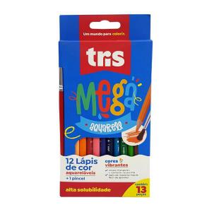 Lápis de Cor Aquarelável Triangular 12 Cores com Pincel Tris