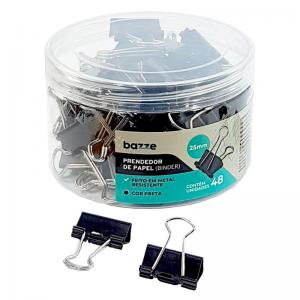 Prendedor Papel Metal Preto 25Mm com 48 - Tris