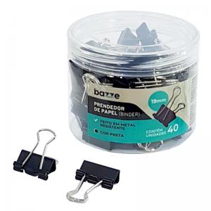 Prendedor Papel Metal Preto 19Mm com 40 - Tris
