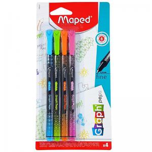 Caneta Fineliner Graph Peps Colorida 0,4Mm Kit 4 Unidades
