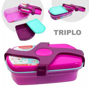 Pote Plastico Lanche Triplo Picnik Rosa - Maped