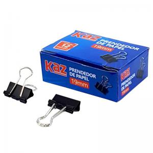 Prendedor Papel Metal Preto 25Mm com 19 - Kaz
