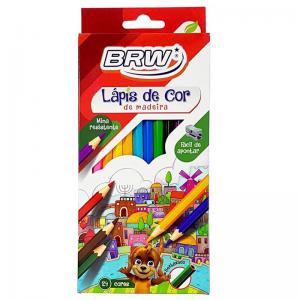 Lápis de Cor 24 Cores Sextavado Brw - Material Escolar