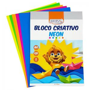 Bloco Neon Criativo Escolar A4 25 Folhas