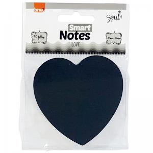 Bloco Recado Coração Preto 50 Folhas Brw Love