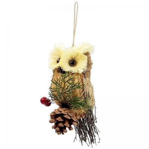 Enfeite Decorativo Coruja de Palha 15Cm - Multiart