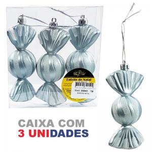 Enfeite Natal para Pendurar Bombom Candy Cinza 12Cm - Wincy Natal