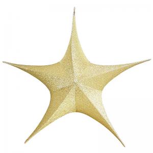 Estrela Tecido com Armação Dourado Gigante 110Cm - Rei dos Armarinhos