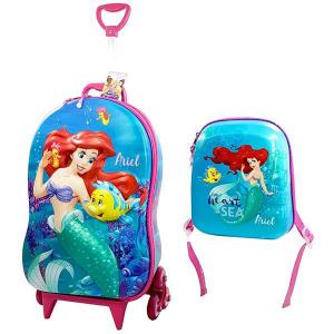 Mochila com Rodinha Princesa Pequena Sereia com Lancheira - Diplomata