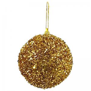 Bola Natal 100Mm Decorada Dourado - Multiart