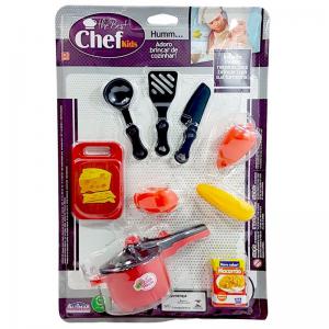 Kit Infantil Cozinheiro Chef Kids com Acessorios 9 Peças