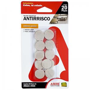 Protetor Multiuso Circular Antirrisco Feltro 20Mmx3Mm com 20 Unidades- Adere