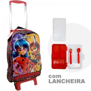 Mochila com Rodinha Miraculous com Lancheira e Marmita 50X30X13Cm - Dermiwil