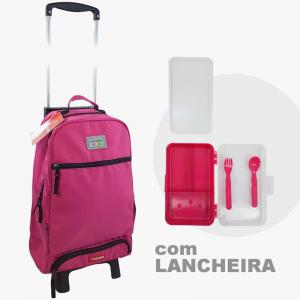 Mochila com Rodinha Container Kids Thermo Rosa com Lancheira e Marmita 53X28X13Cm - Dermiwil