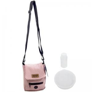 Bolsa para Passeio Pet Apego Premium com Garrafa e Pote Rose 24X19X7Cm - Dermiwil