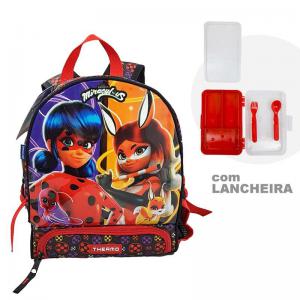 Mochila Escolar Infantil Thermo Miraculous com Lancheira 32X24X12Cm - Dermiwil