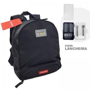 Mochila Escolar Infantil Thermo Container Kids Preta com Lancheira 32X24X12Cm - Dermiwil
