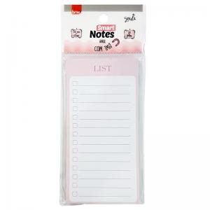 Bloco de Recados Rosa Pautado com Imã 120Mmx60Mm Brw