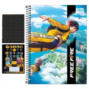 Caderno 16X1 256 Folhas Bolsa e Adesivo Free Fire - Tilibra