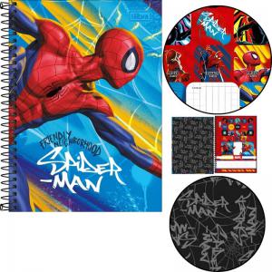 Caderno 10X1 160 Folhas Bolsa e Adesivo Spider Man - Tilibra