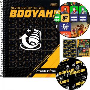 Caderno 10X1 160 Folhas Bolsa e Adesivo Free Fire - Tilibra