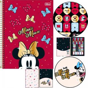 Caderno 10X1 160 Folhas Bolsa e Adesivo Minnie Mouse - Tilibra